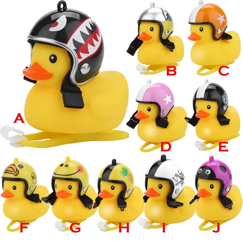 
New Bicycle Duck Bell with Light Broken Wind Small Yellow Color Duck MTB Road Bike Motor Helmet Riding Cycling Accessories 