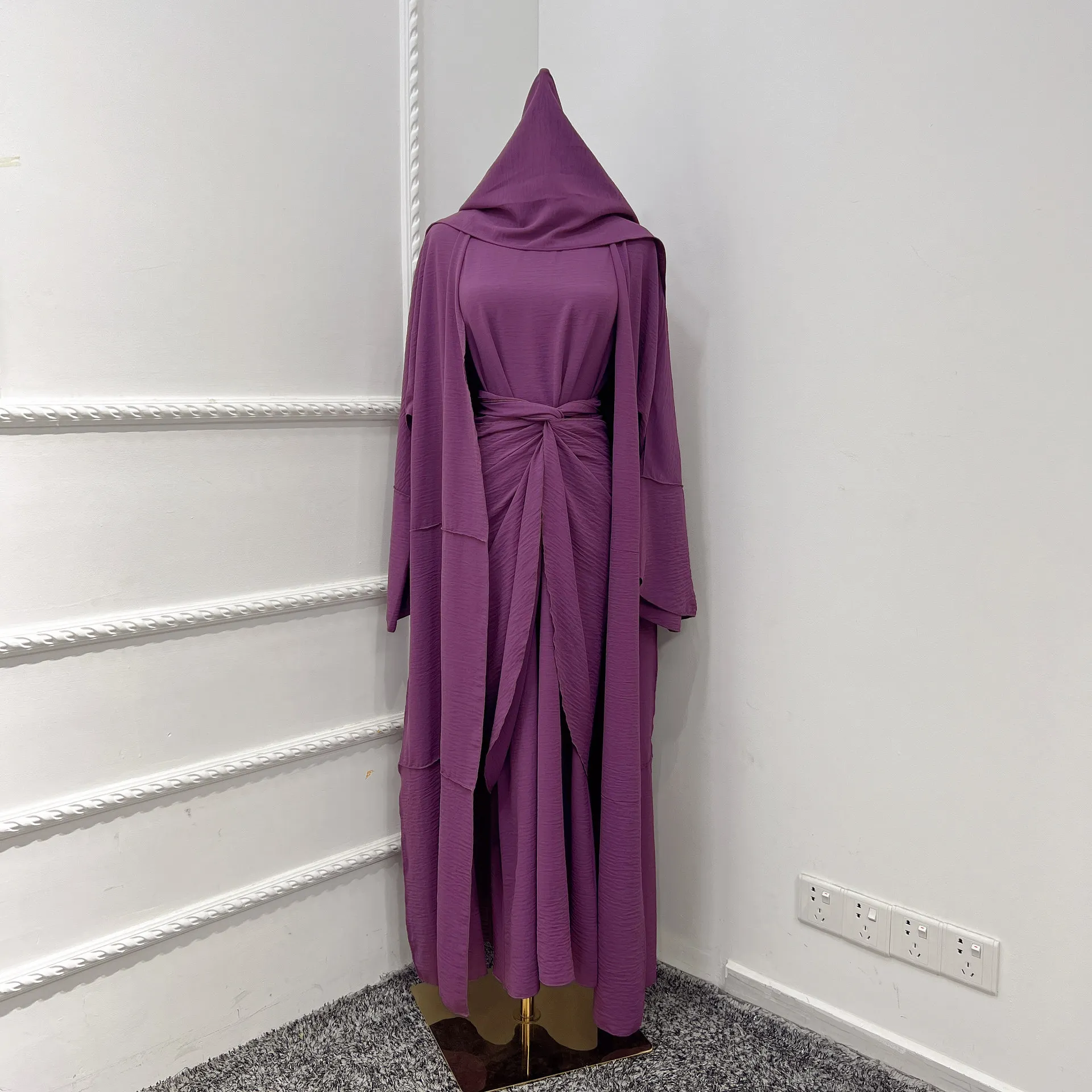 Wholesale Dubai Abaya 3 pcs set Muslim Dress Long Sleeve 2023 Chiffon Middle Eastern Islamic Muslim Dress Women