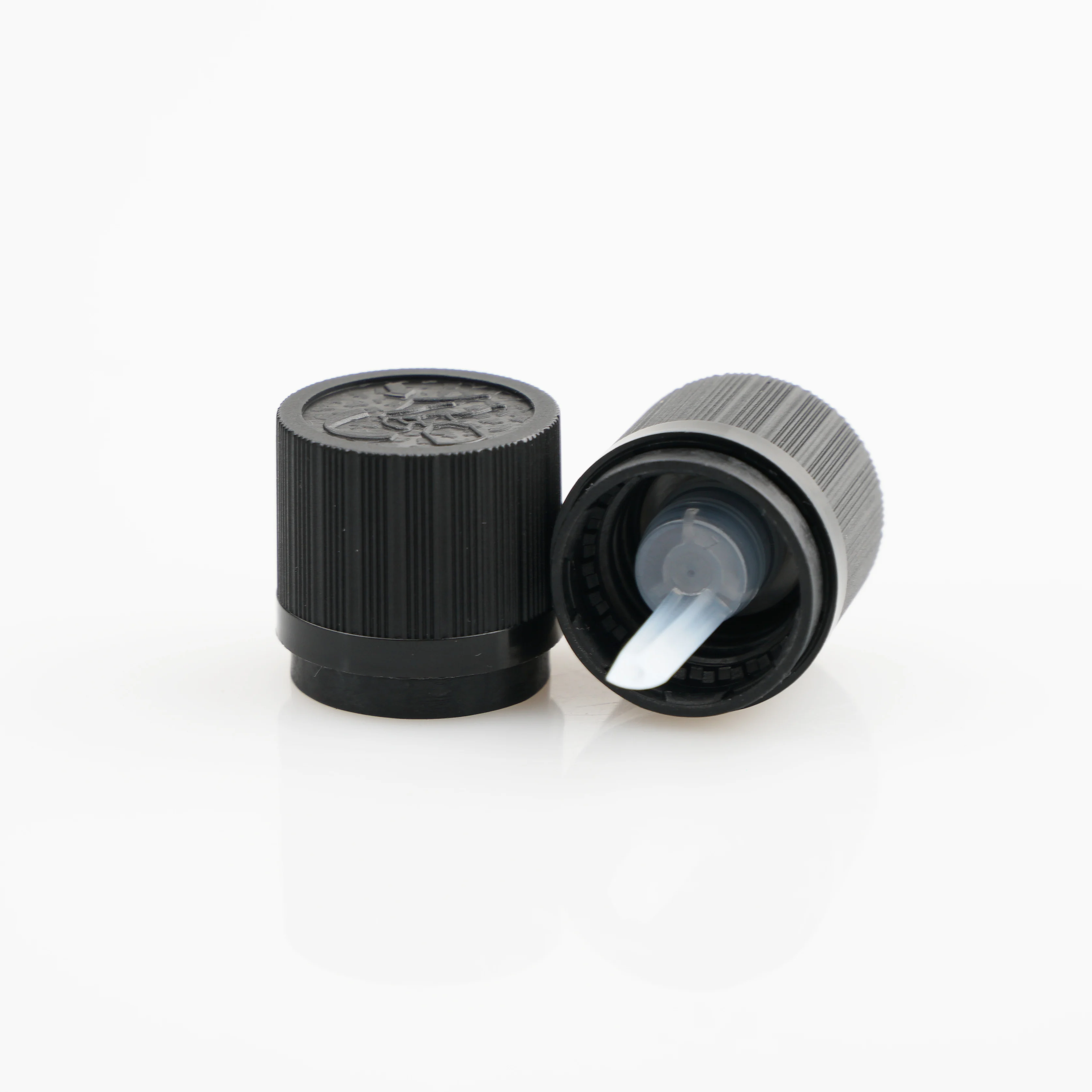 18mm child resistant plastic tamper evident bottle seal screw cap with plastic wipe for 15ml essential oil glass bottle