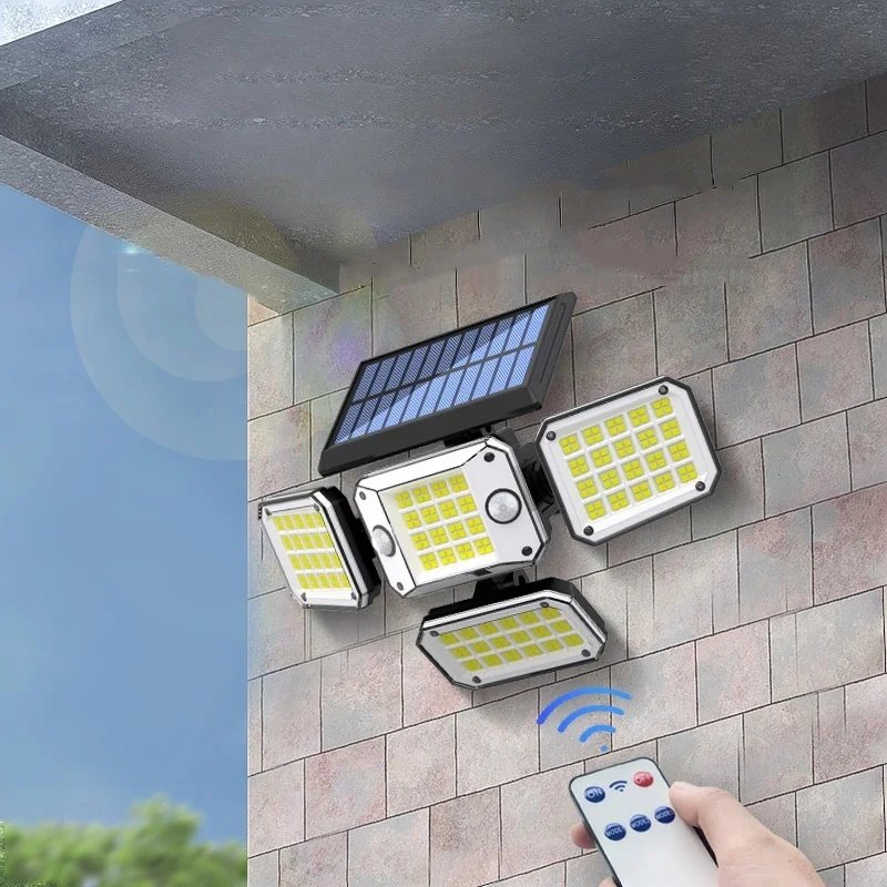 Security Lights Motion Outdoor solar powered IP65 Waterproof Super Bright Solar Motion Sensor Light Wireless with Remote Control