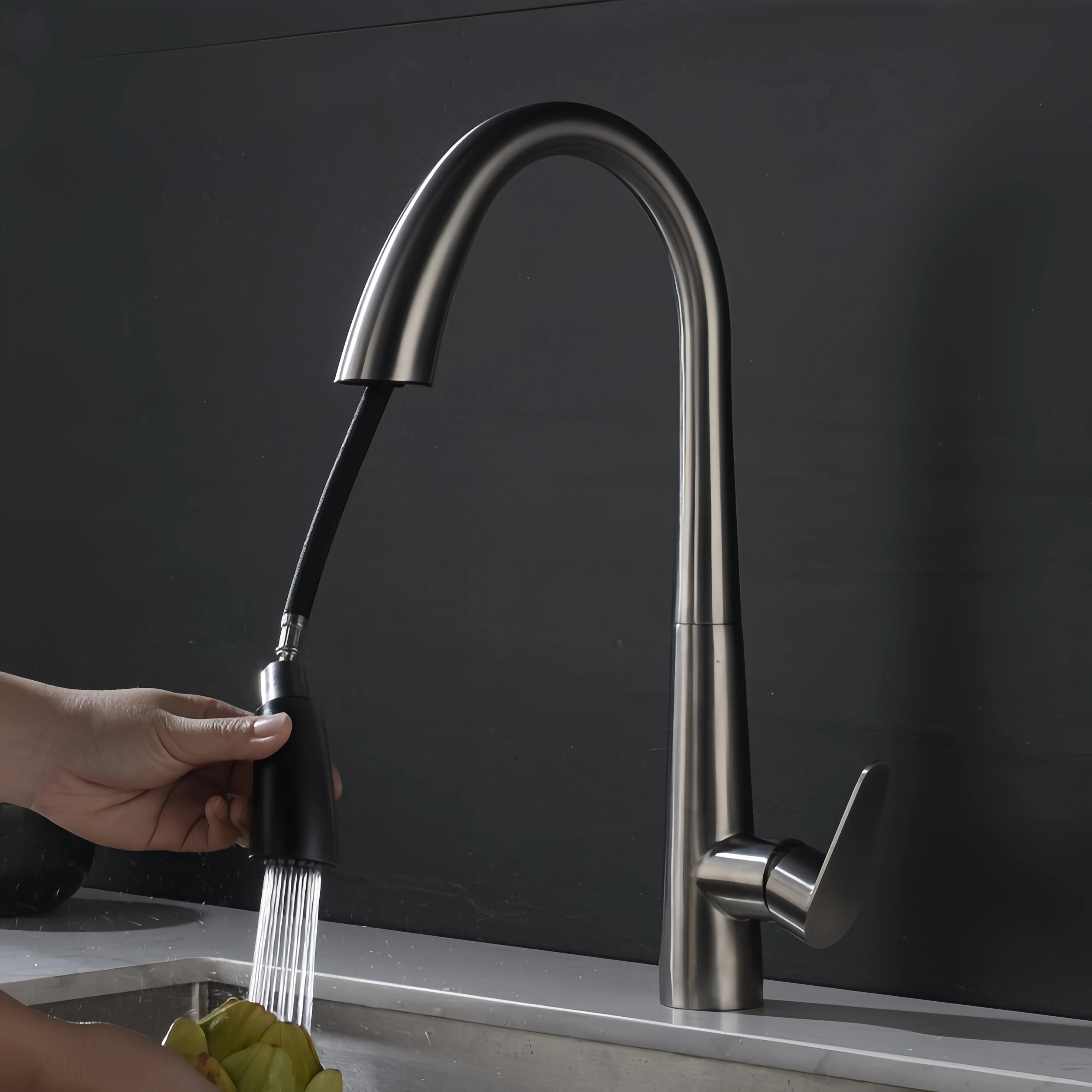 New kitchen faucet stainless steel 304 water tap modern kichen kitchen taps brass pull out sprayer kitchen mixer sink faucets