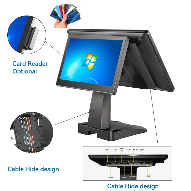 Dual Screen Desktop Cash Register Pos System Retail Cash Register for Restaurant