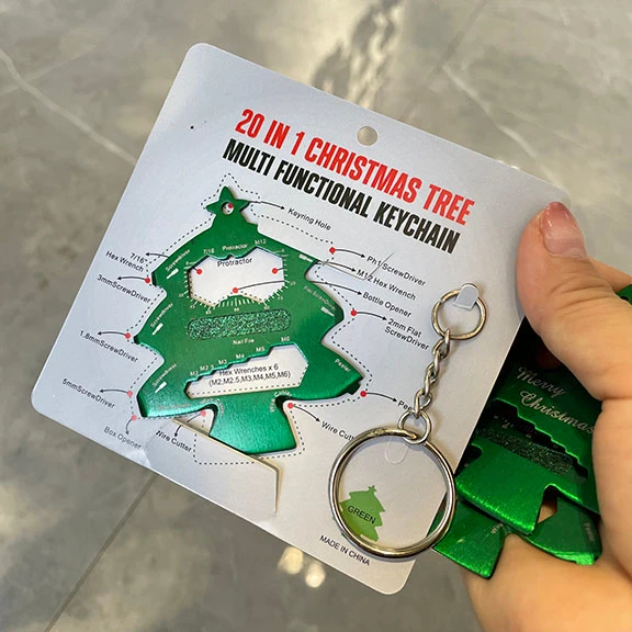Promotional Party Personalized Souvenir Corporate Business Gift Giveaway Mini Gifts Card Multi Tool Christmas Tree Keychain
