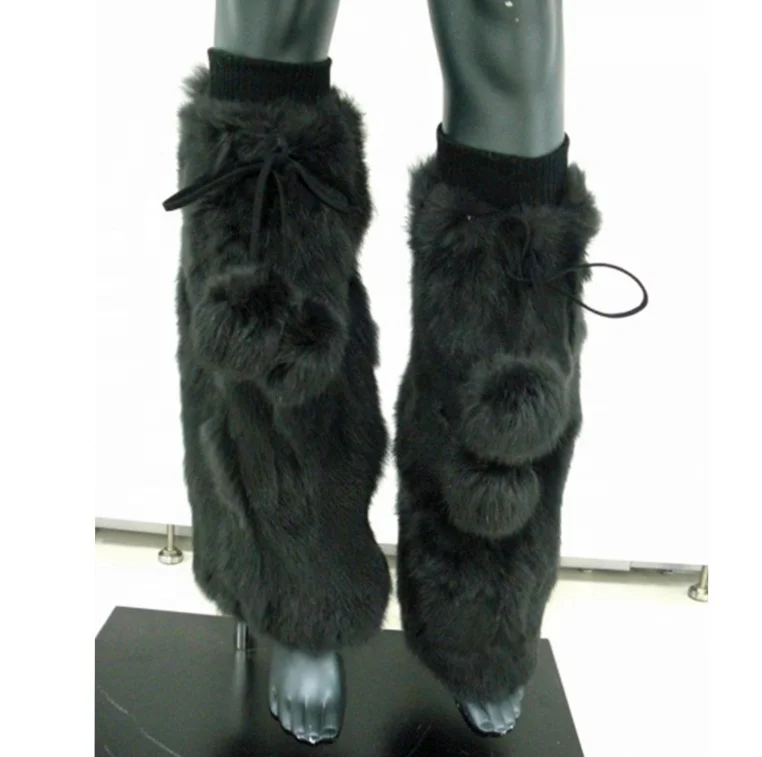 YR129  Free Size real fur ankle warmer socks Real Rabbit Fur plush Leg Warmers