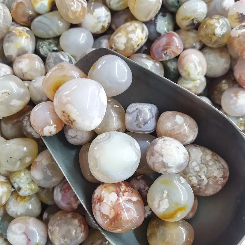 Natural Spiritual Healing Meditation Moss Agate Tumbled Crystals Gravel Flower Agate Tumble Stone