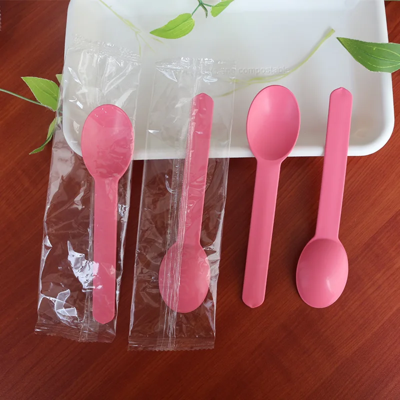 Biodegradable Disposable  Corn Starch Ice Cream Spoon Custom Printed Ice Cream Spoon