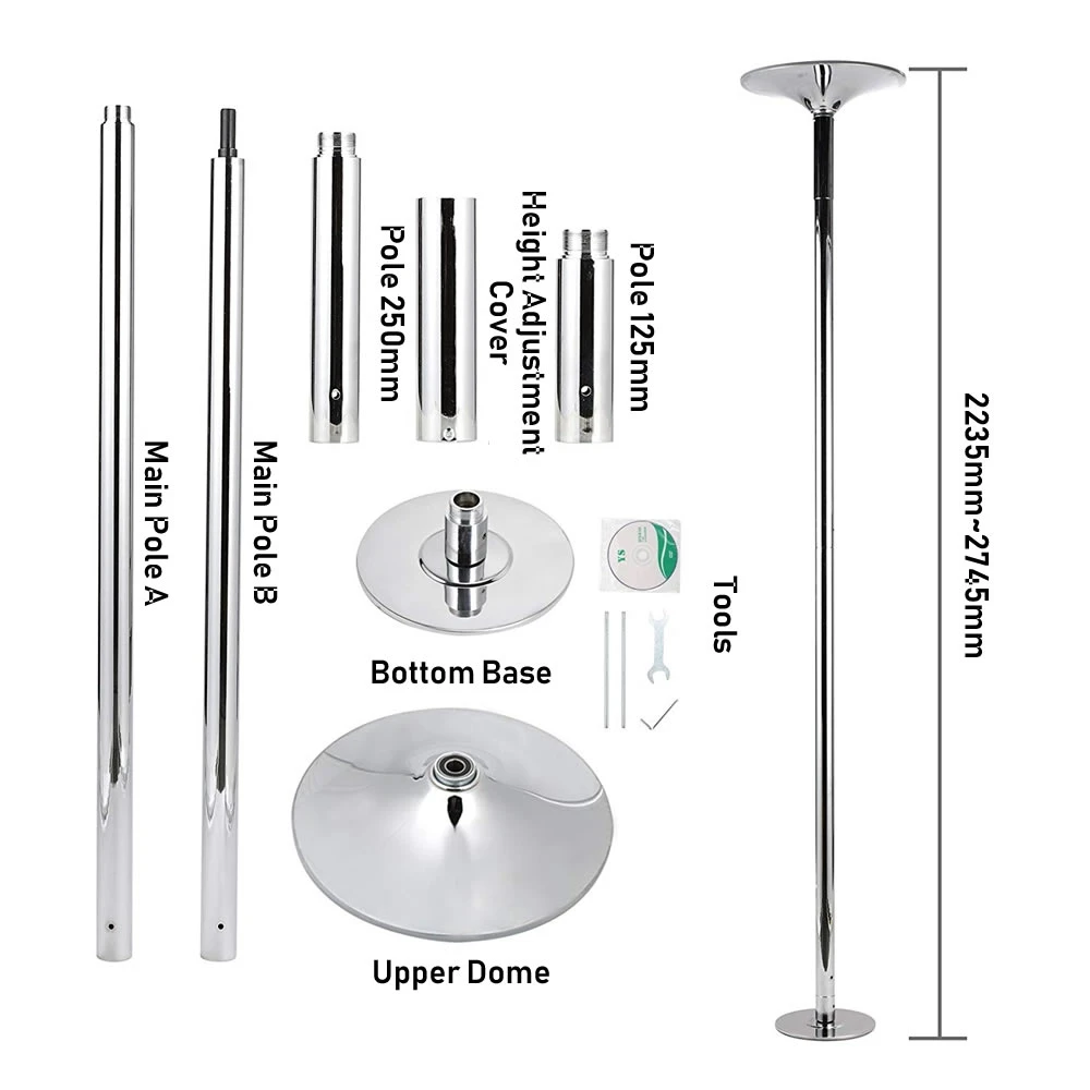 Easy Install light Customized Portable Stainless Steel Dancing Pole Stripper Pole Dance Equipment