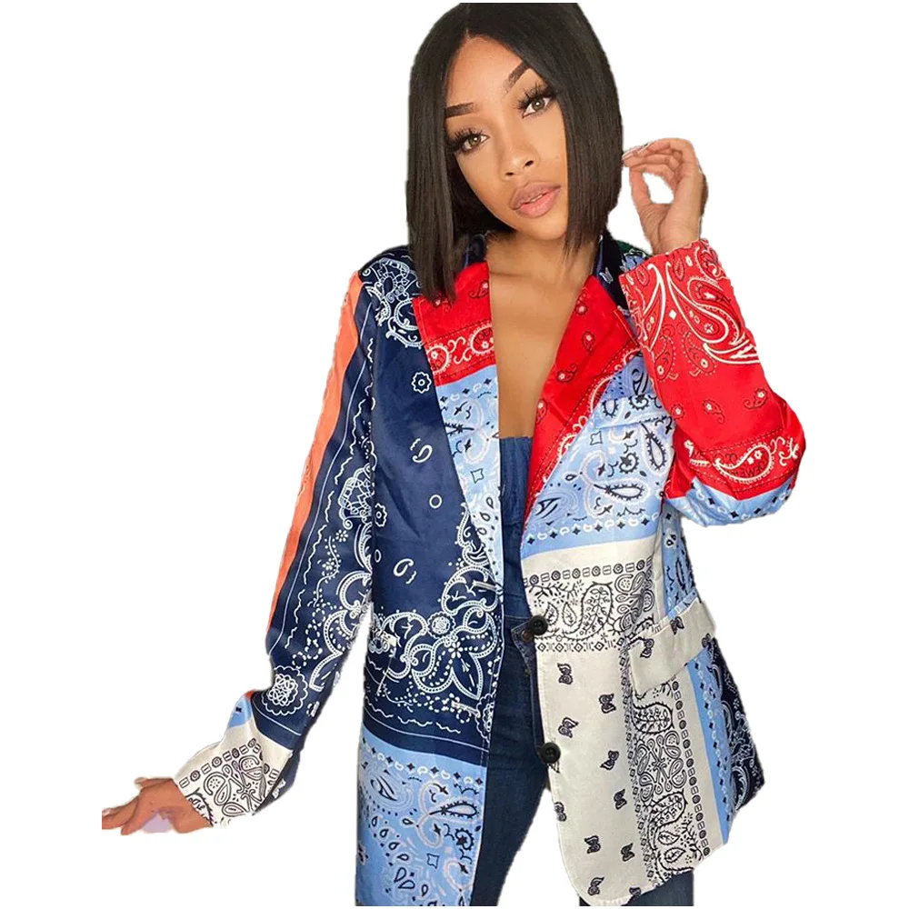 
 Женское однобортное пальто, Повседневная Свободная куртка с цветным блокировкой и принтом, Осень-зима, лидер продаж  