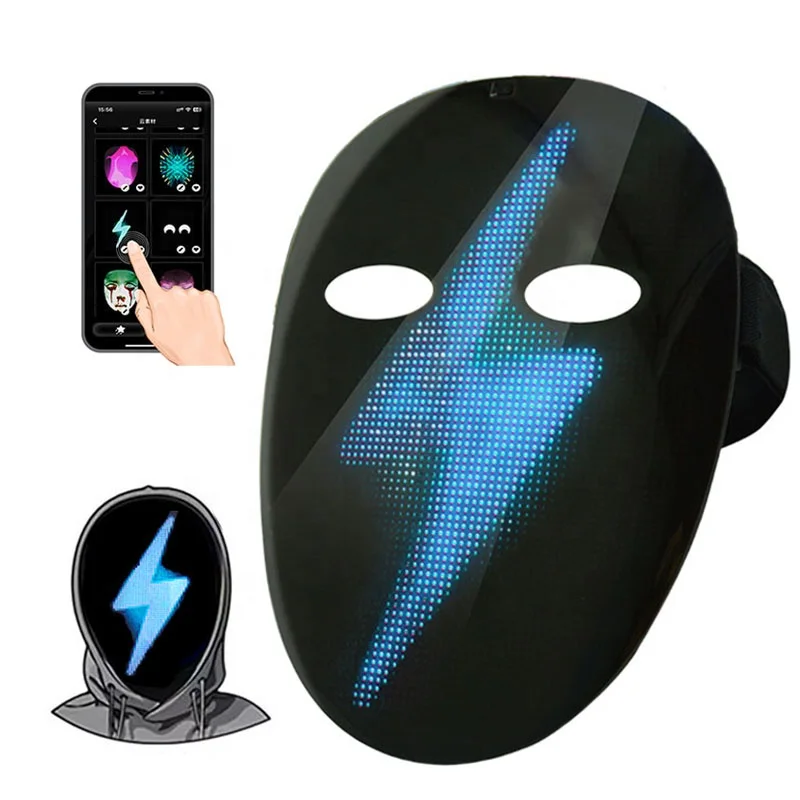Wholesale LED App Bluetooth Programable Display Halloween Mask Party Masks Face LED Mask with Gesture Sensing