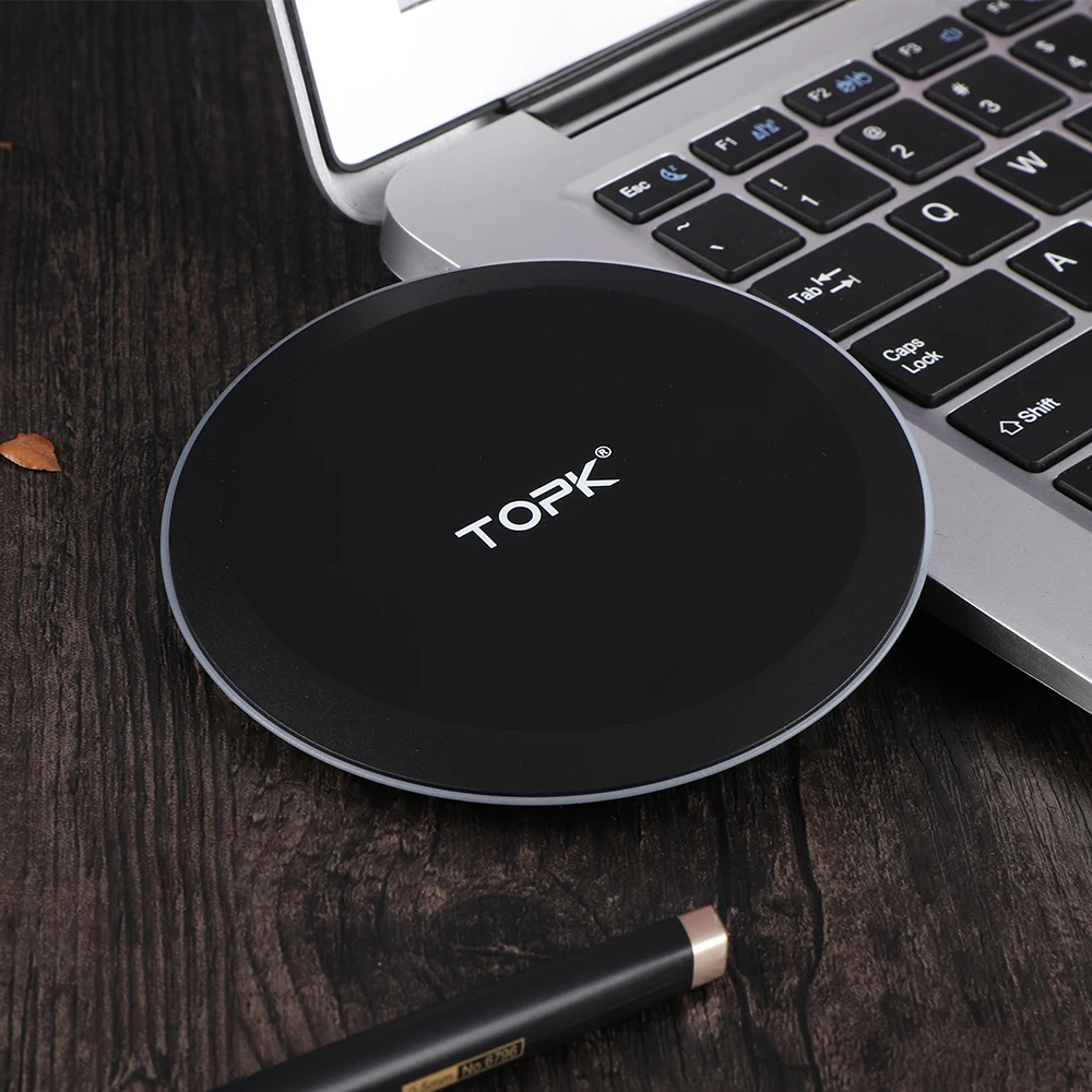
Free Shipping TOPK Qi Fast Wireless Charger 10W Portable Silm Led Wireless Charger For Iphone 
