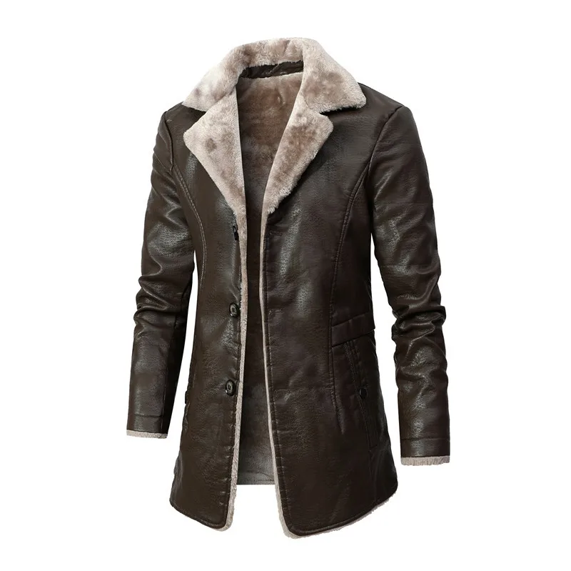 Q10R1131-Jacket Plus Size Plus Velvet Large Lapel Suit Fur Plush Leather Jacket For Men