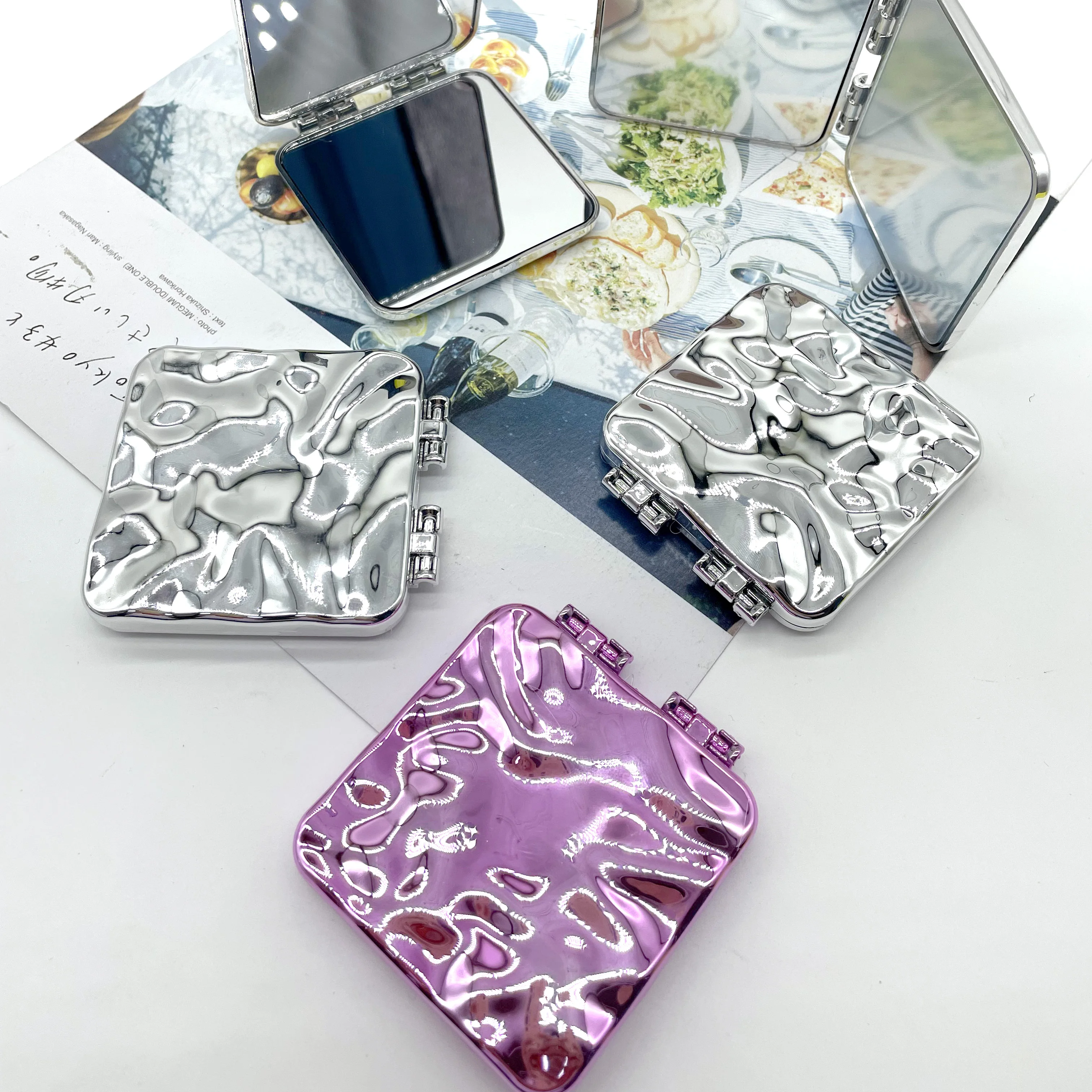 Wholesale Portable Small Cosmetic Hand Mirror Mini Pocket Makeup Mirror hand held makeup Mirror