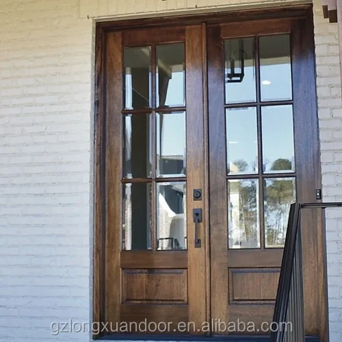 interior french double wood doors with arch and sidelights