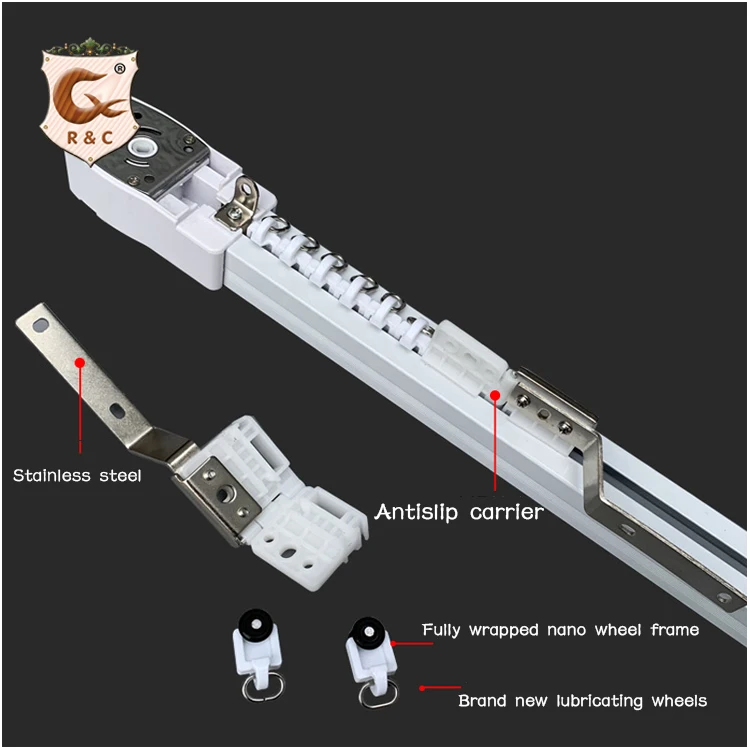 Wholesale Custom R&C Motor Ceiling Curtain Track Motorized Curtain Rail Track