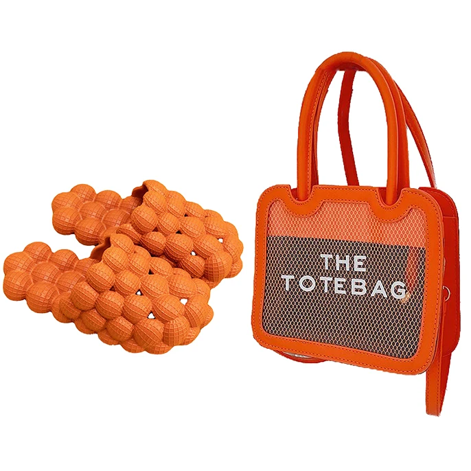 2022 Fall Trend Tie Dye Yellow Bubble Slippers Slides and The Tote Bag Y2K Fashion Handbag  and Purse