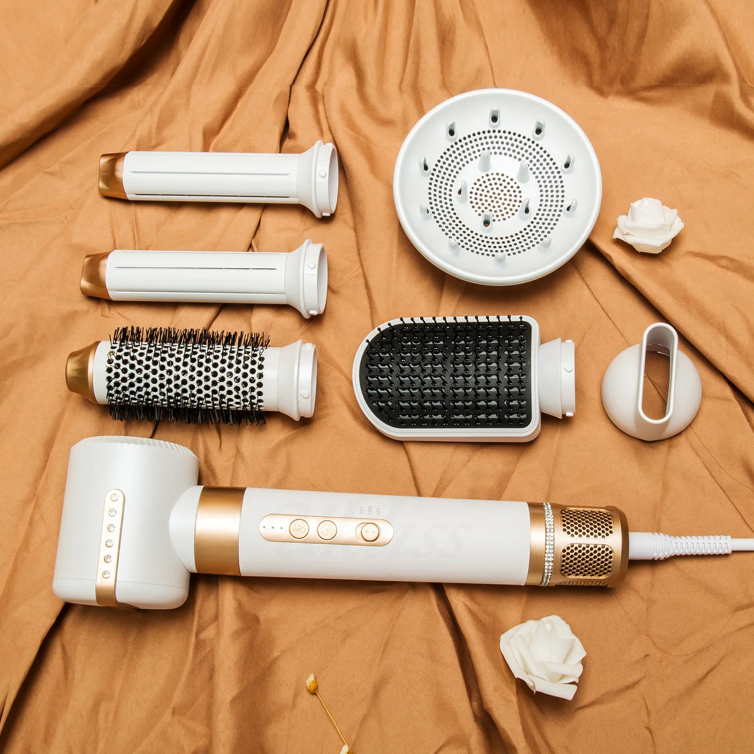 Ready Stock Factory price Strong Powerful 7 in Hair Blow Dryer Brush Cold Air Blow Curler  High Speed BLDC motor hair styler