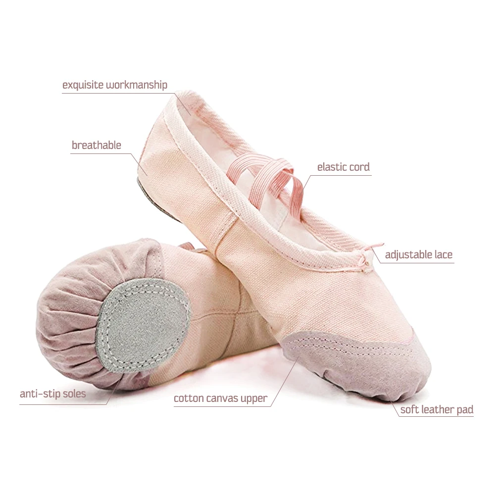
Wholesale Kids Women Flats Dance Slippers Shoes Satin Canvas Dance Ballet Slippers Girls 1 Pairs Satin Upper Standard Cowhide 