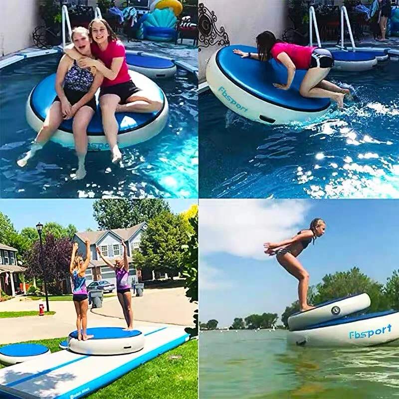 Stock inflatable gymnastics round air track mats 20cm thick floor tumbling mats for home gym