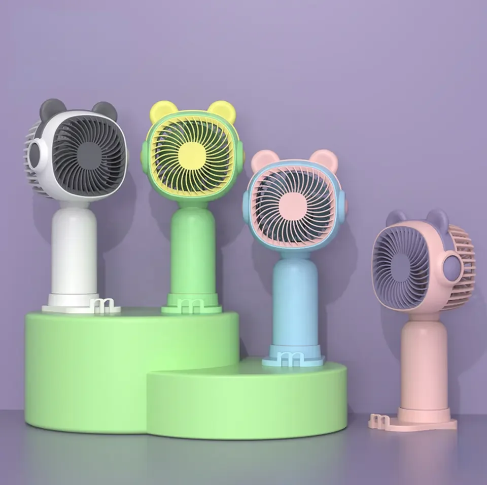 Battery Charging USB Portable Fan With Base Rechargeable Cartoon Mini Fan