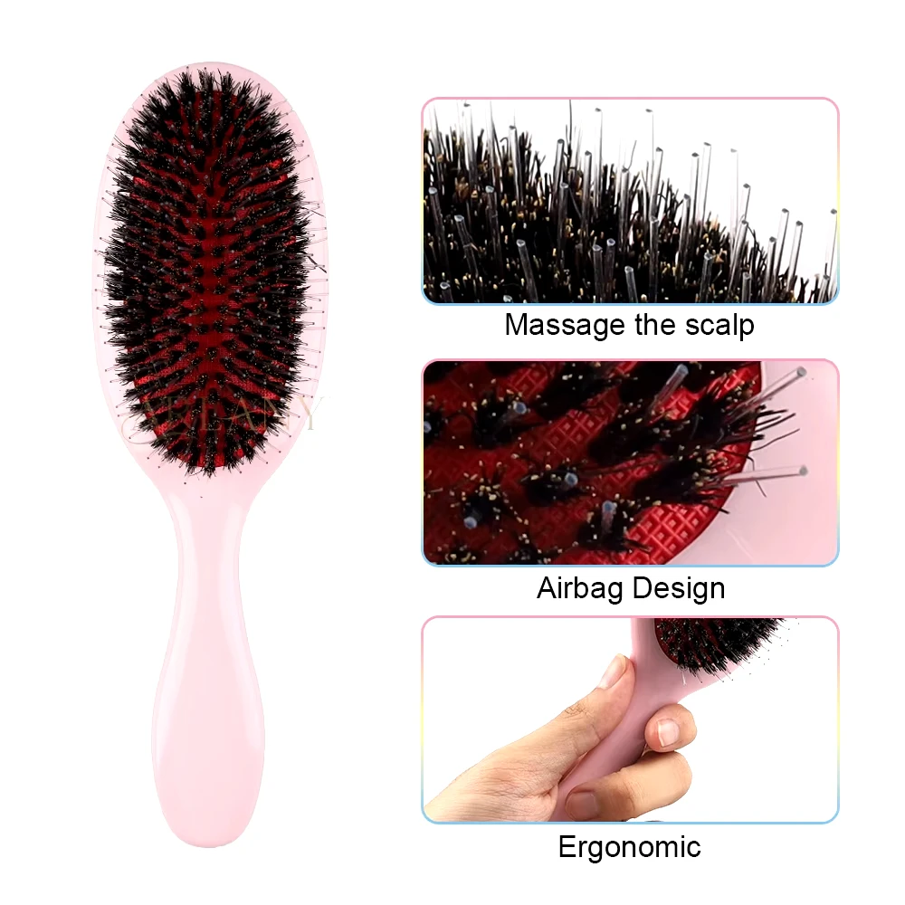 Extended Detangler Anti-static Good Best Hard Boar Bristle Hair Brushes Detangle Curly Hair Stylist Air Brush for Extended Hair