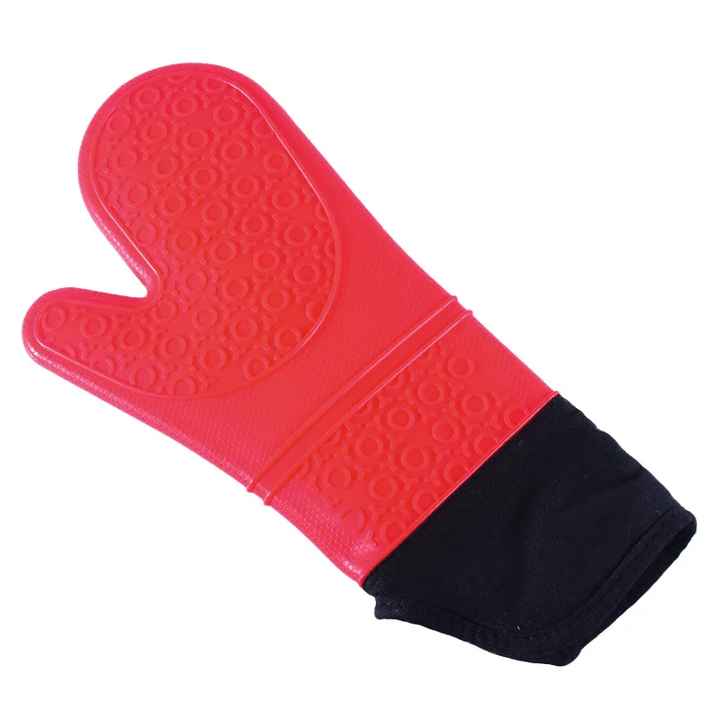 Colorful Heat Resistant BBQ Gloves Waterproof silicone Cooking Mitts for Grilling Baking Smoker Oven Printed Style for Kitchens