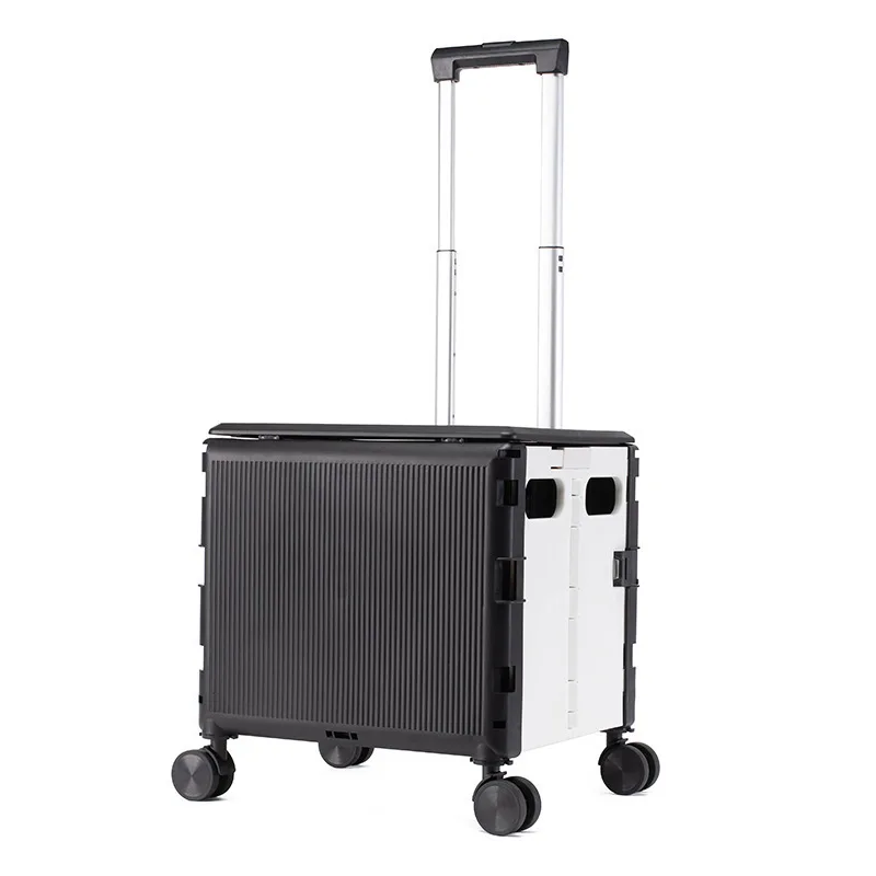 Wholesale Foldable Supermarket Trolley Multipurpose Folding Pp Plastic Portable Grocery Shopping Cart
