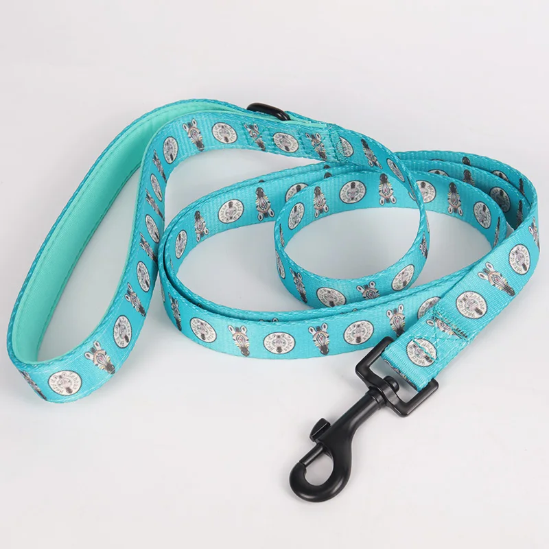  Okeypets оптовая продажа Регулируемый сублимации ошейник для домашних животных комплект неопрен из полиэстера роскошные мягкие изготовленные на заказ с принтом в виде собаки поводок