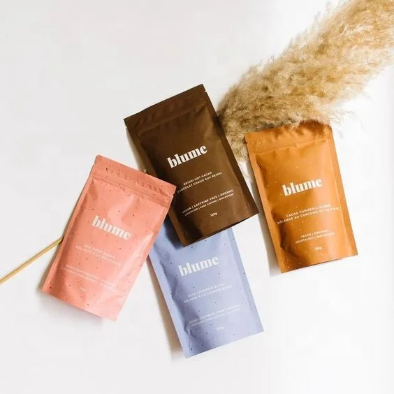 custom colorful digital printing foil lined energy drink blend packing stand up pouch with zipper