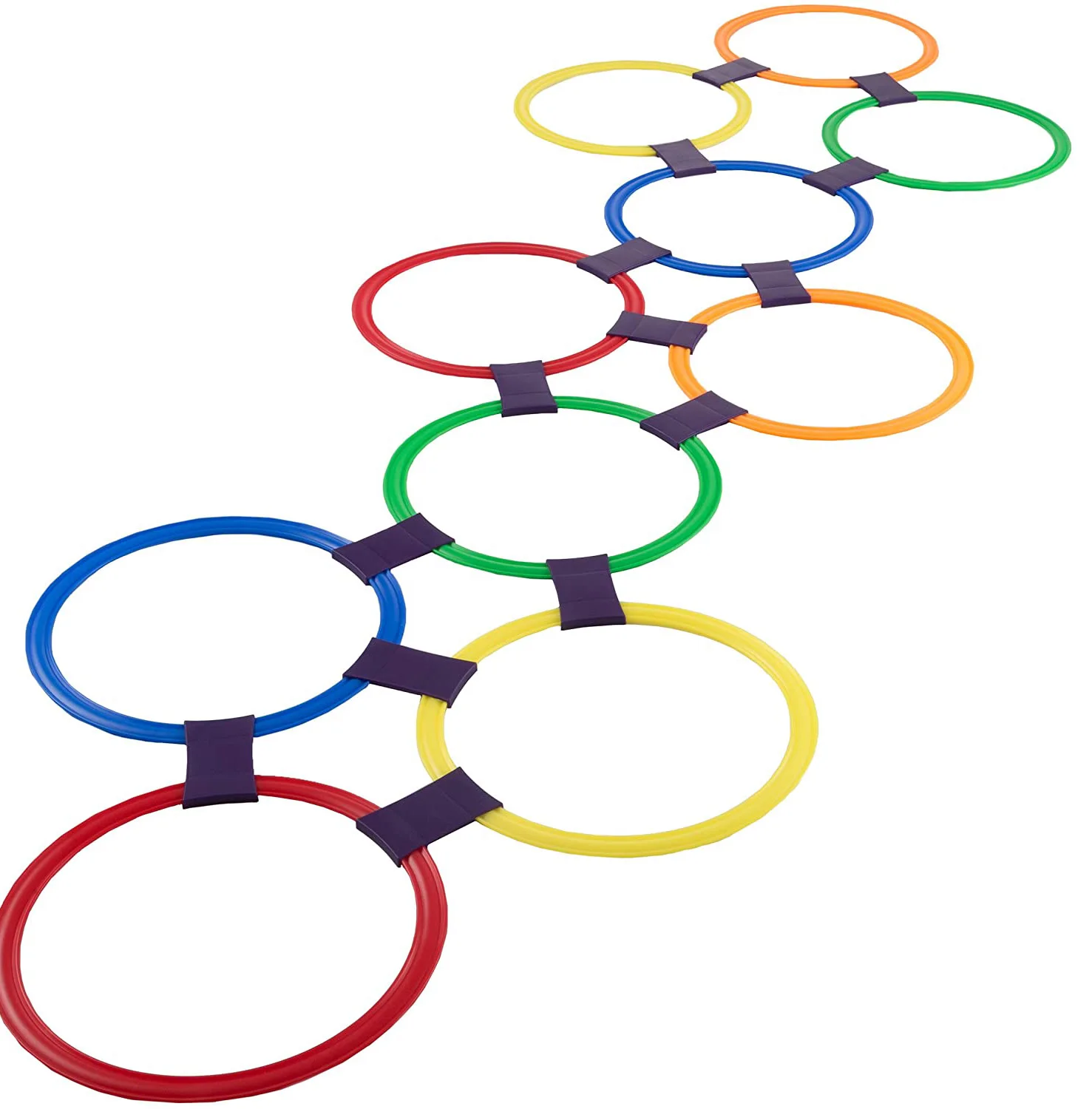 ! Play! Hopscotch Ring Game-10 Multi-Colored Plastic Rings and 10 Connectors for Indoor or Outdoor Use-Fun Creative Hopscotch