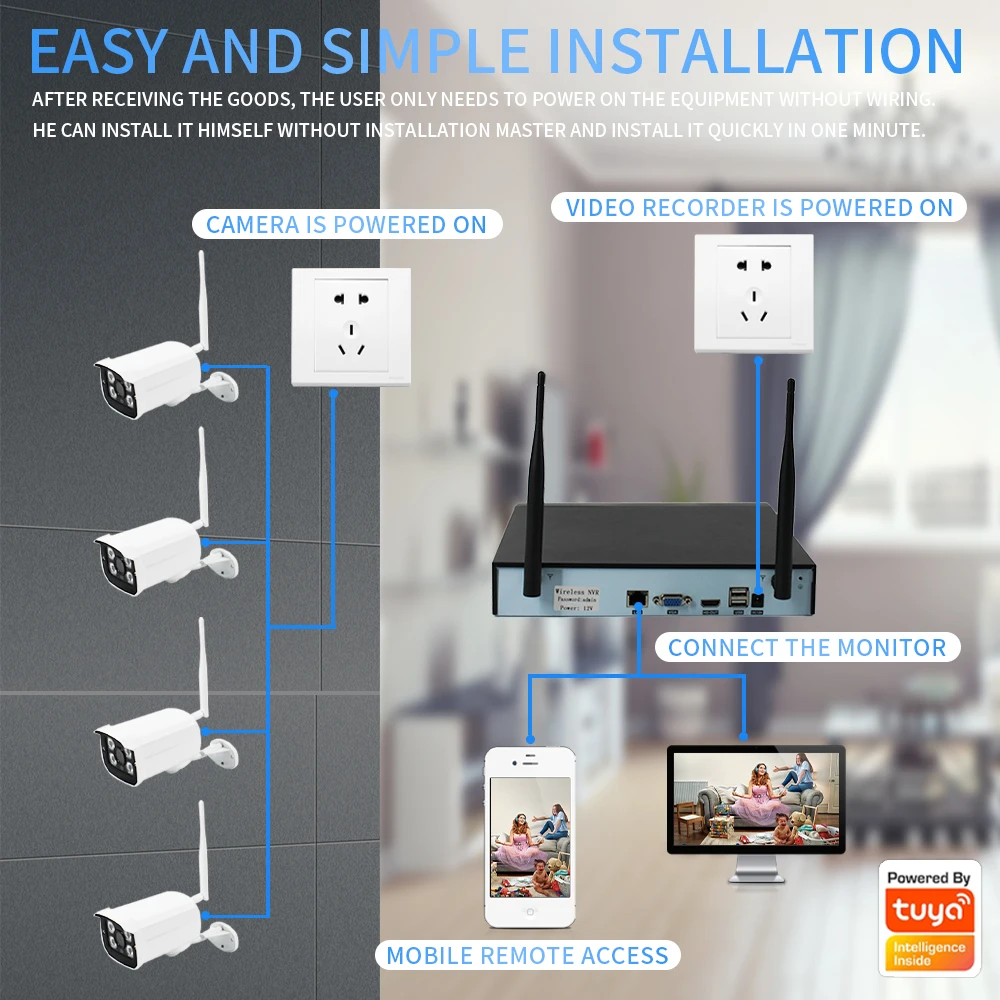 8ch wifi nvr kit APP 1080p wireless cctv security camera system  8CH cctv camera system