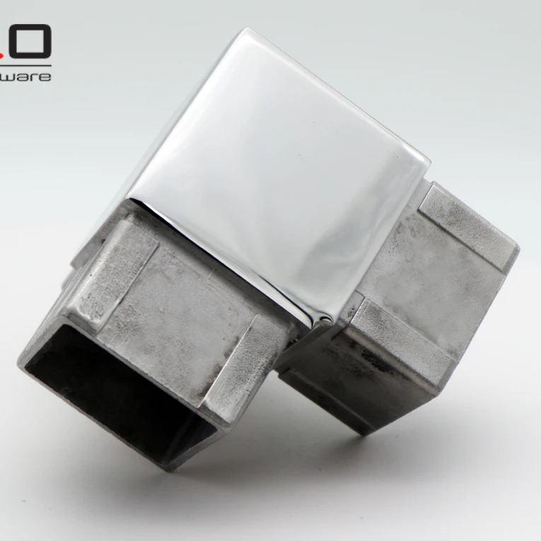 Stainless adjustable handrail pipe three way square steel tube connector