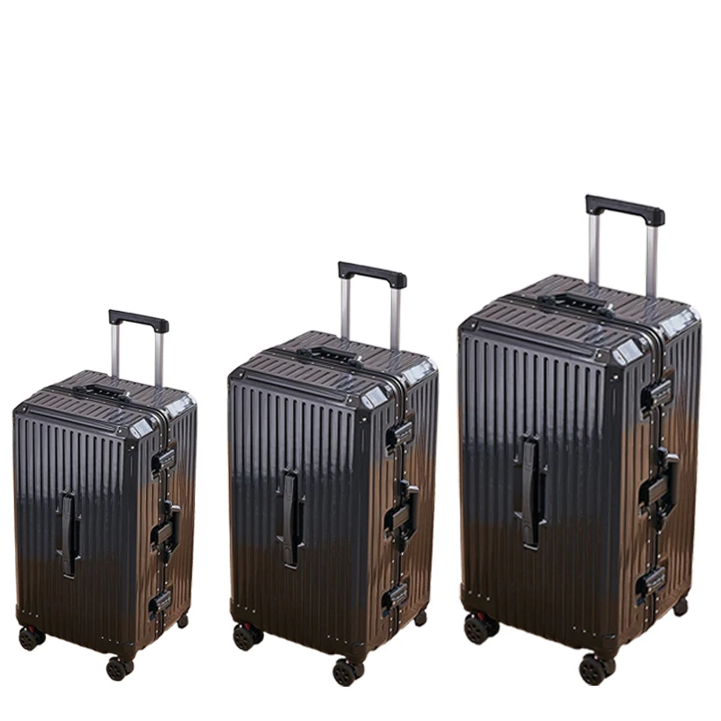 Stylish Unisex Aluminium Frame Suitcase Comfortable TSA Latch Cup Holder Spinner Caster Trolley Travel Case Brake Swivel