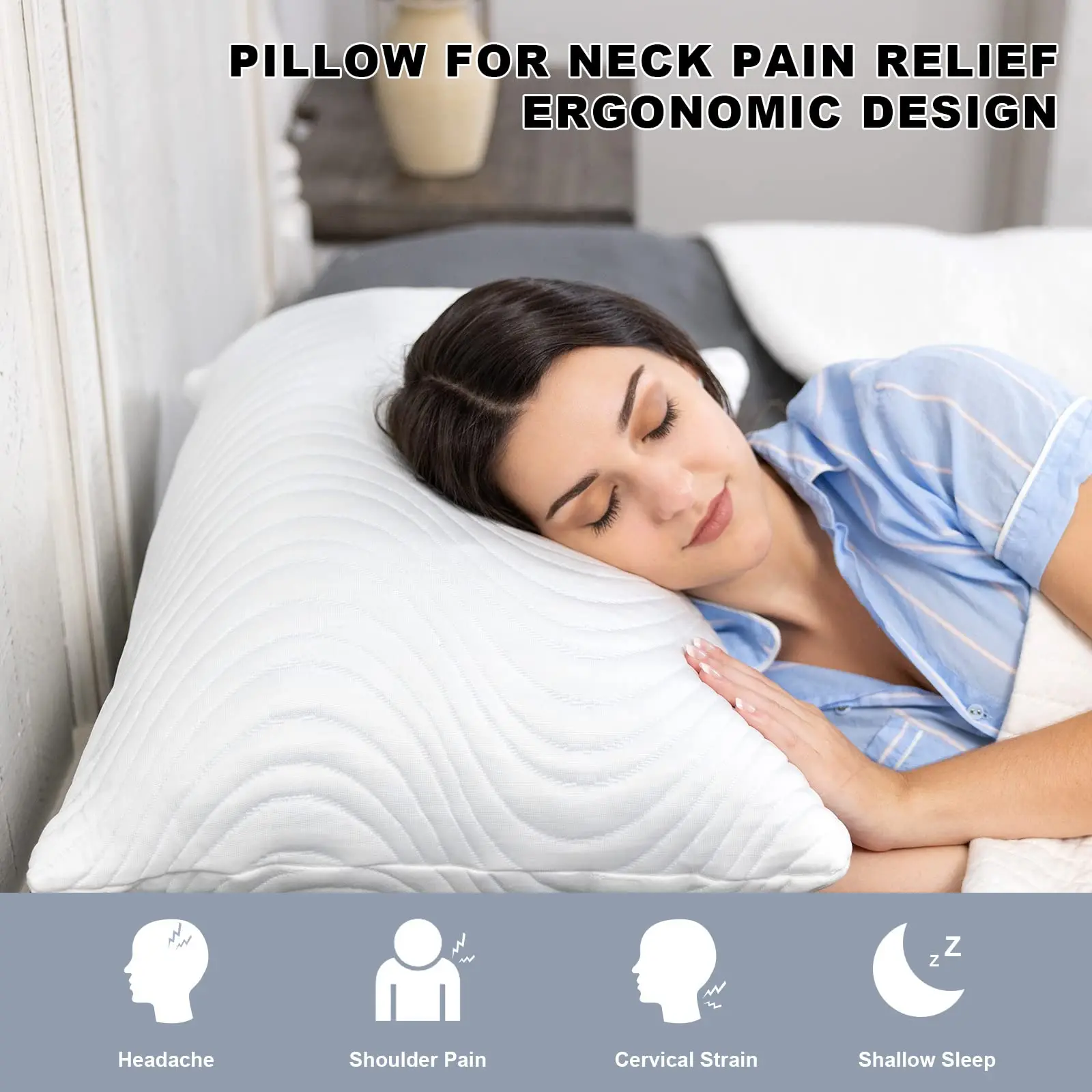 Deep Sleep Shredded Memory Foam Pillow For Sleeping Comfortable