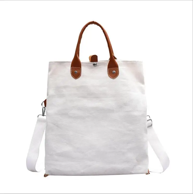 2020 newest winter foldable durable canvas shoulder shopping bag large capacity leather handle tote daily work bag student bag