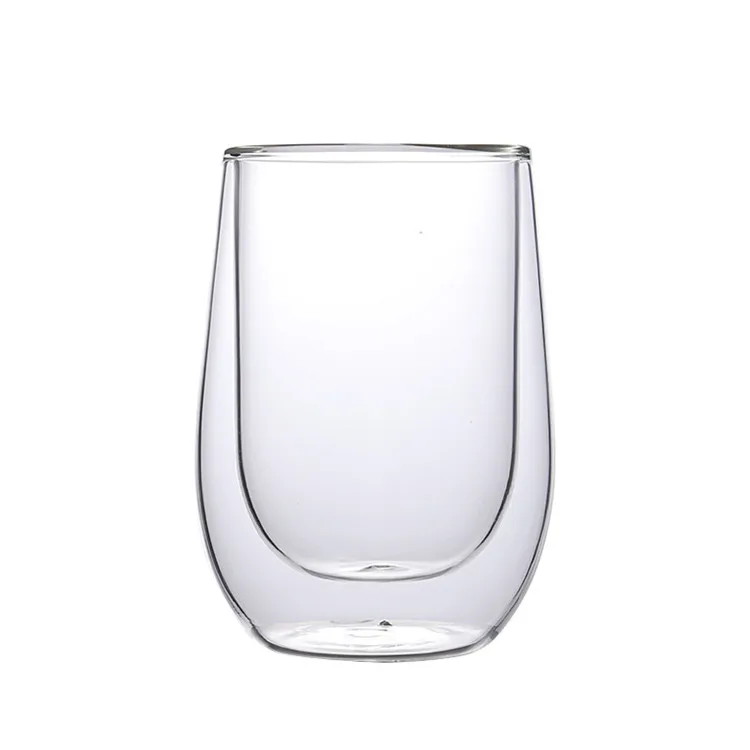 
Wholesale customized logo large clear borosilicate insulated double wall glass coffee tea cups 