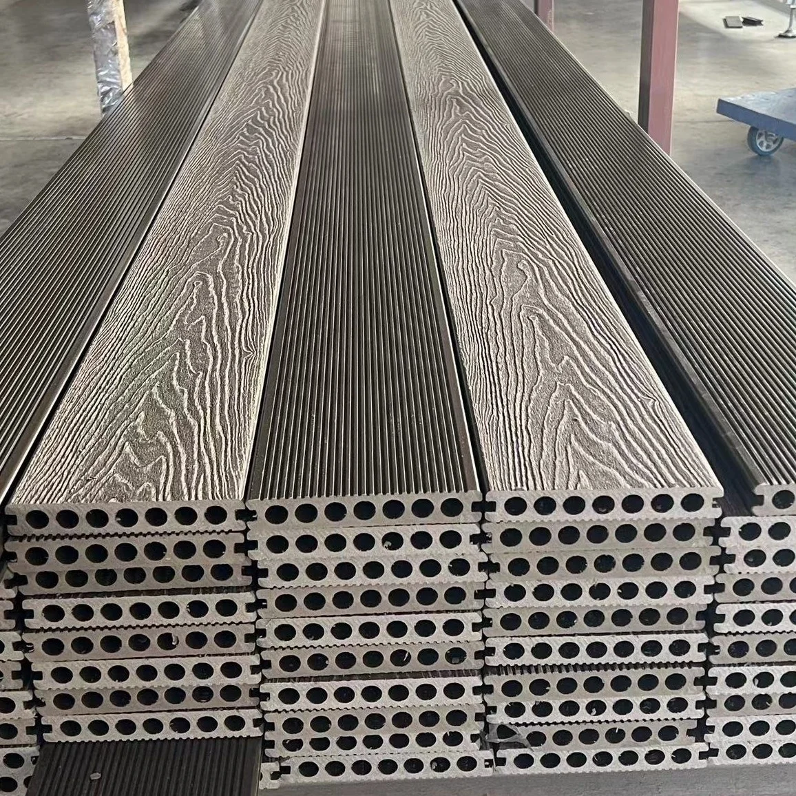 140*25mm groove Land flooring durable wpc composite decking materials highlighted embossed Terrace floor for outdoor