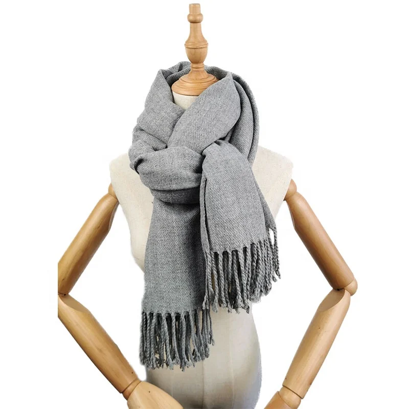 
Amazon Hot Selling Solid And Soft Woven Scarves For Men And Women Tassels Scarf 