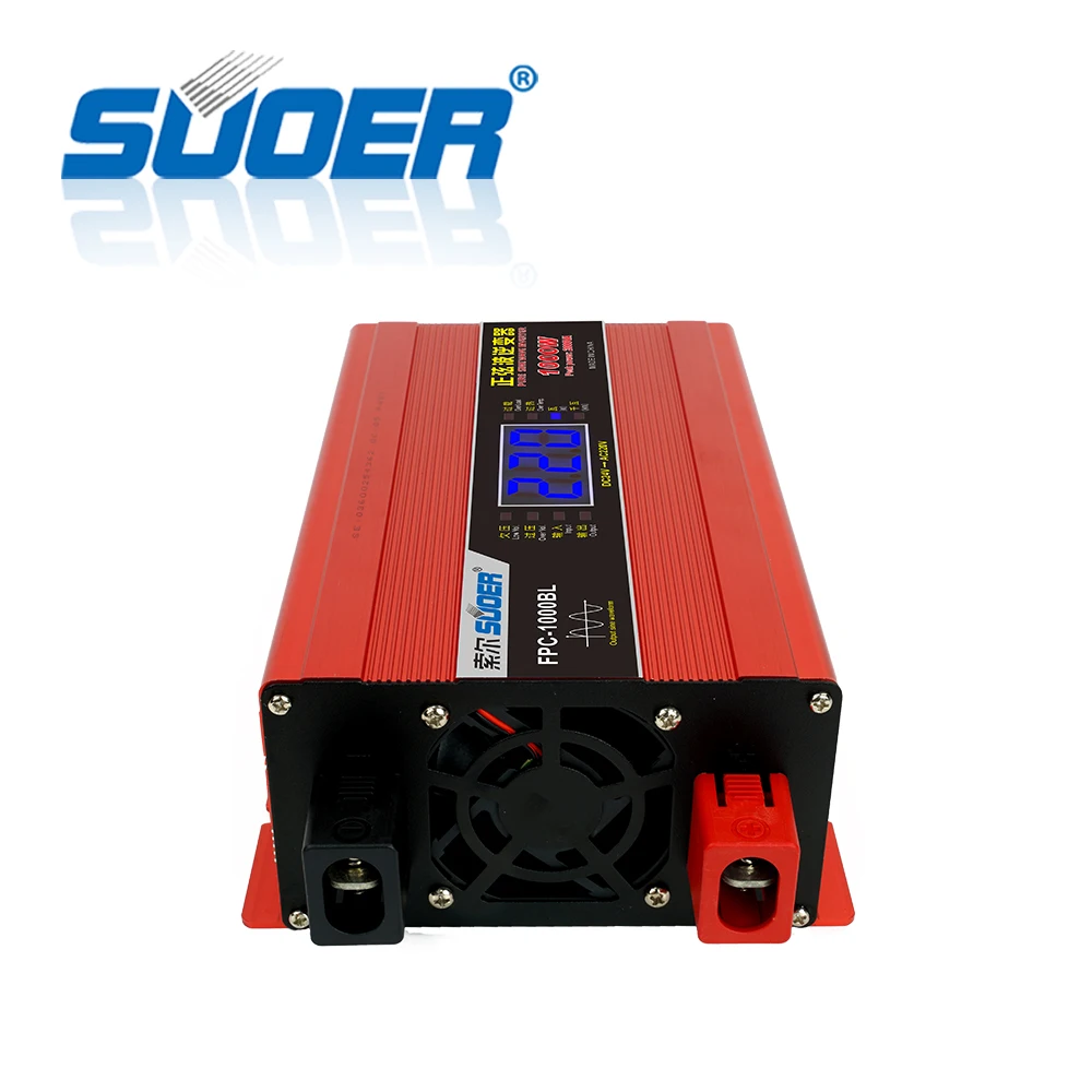 Suoer High efficiency 12v 24v DC to AC 220v Power Inverter 300w 500w 1000W 1500W 2000W Pure Sine Wave Inverter