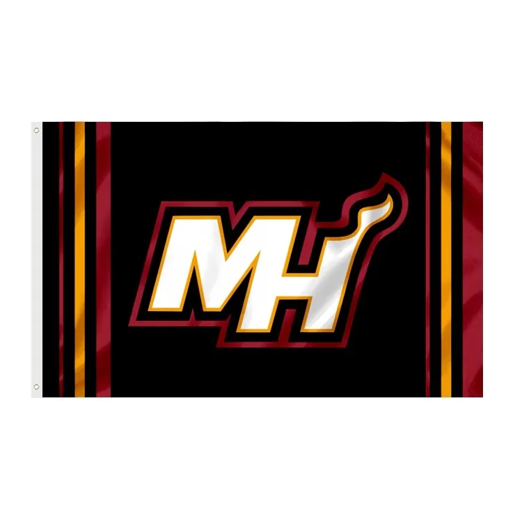 High Quality All Sports Teams Flags Custom Indoor And Outdoor Bright Color Double-Sided Miami Heat Team Flags