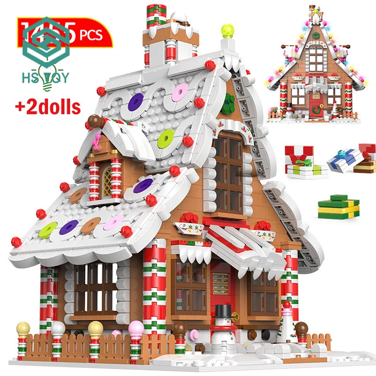 HS Рождество 2023 Санта-Клаус музыкальная шкатулка Строительные блоки DIY пластиковая модель комплект Строительный набор для
