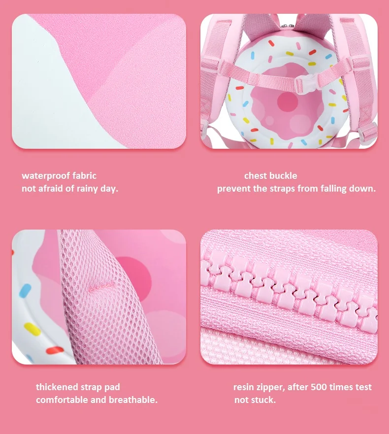 In Stock Sweet Donut Kindergarten Pink Blue Boys Girls School Backpacks For Kids