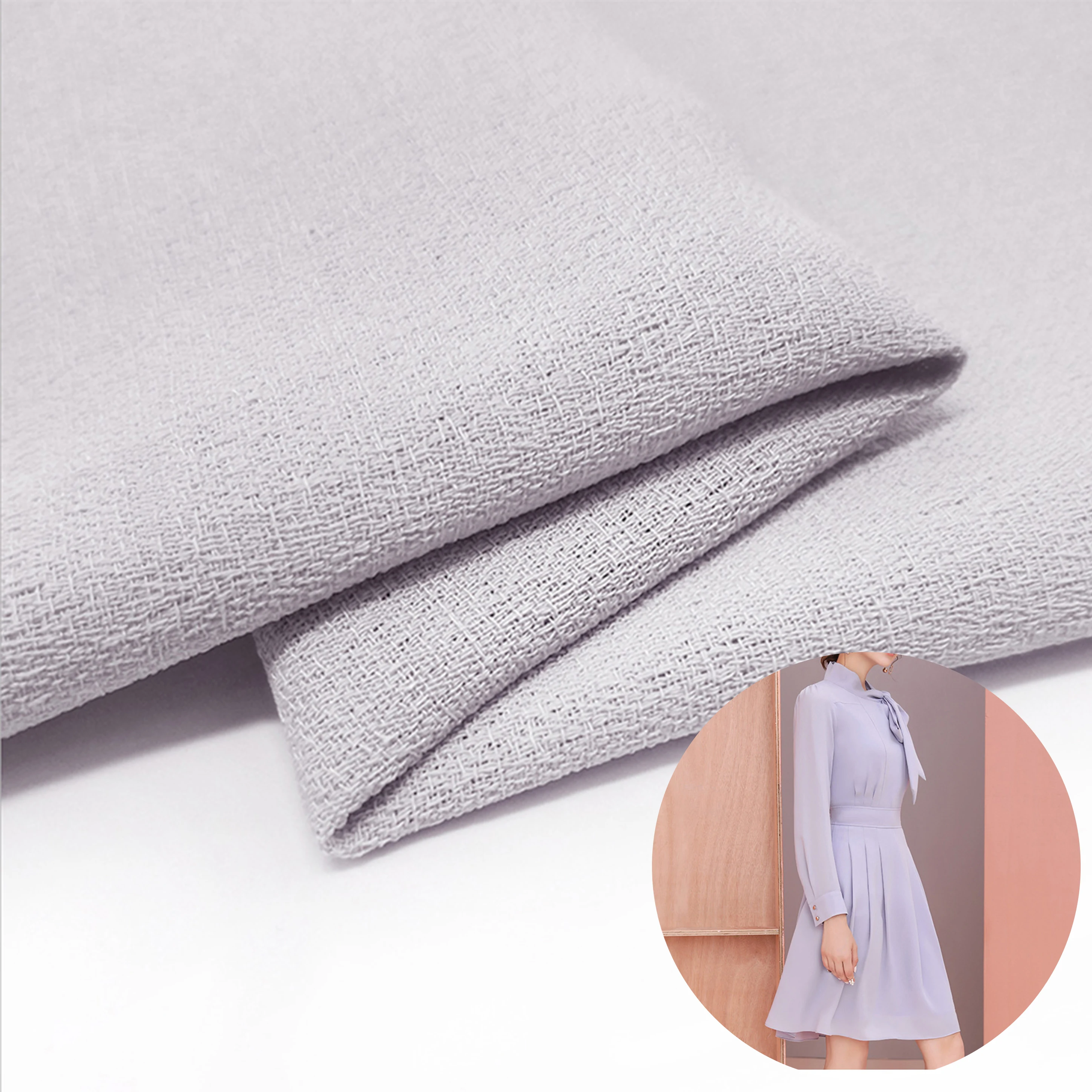 160gsm 100% polyester Imitation linen plaid thick chiffon fabric for maxi dress