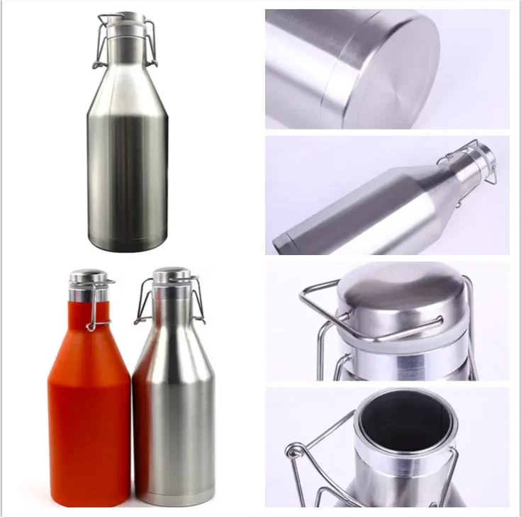 Wholesale Huge Capacity Large Double Wall 1L 1.5L 2 L   Vacuum Insulated 18/8 Stainless Steel Beer Glower Stainless Steel Flask