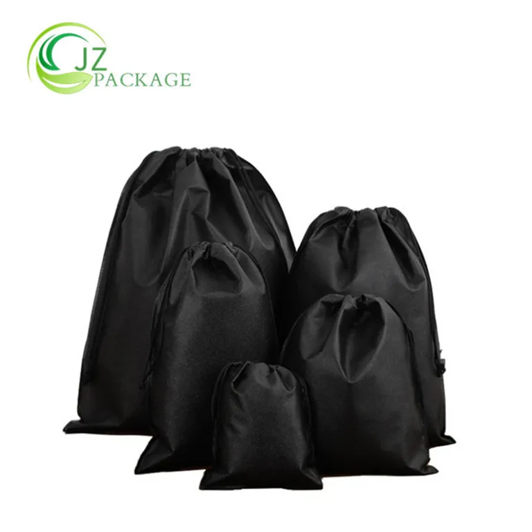Custom Logo Black Color Drawstring Dust Nonwoven Bag