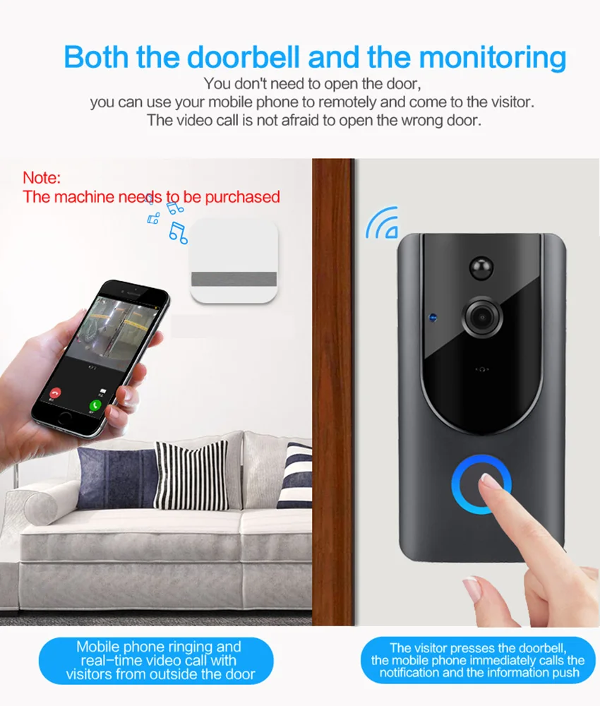 RTS ring doorbell pro door intercom wifi video OEM&ODM smart night vision 1080P chime bell