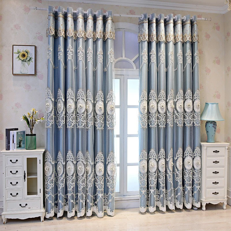 Factory Price Luxury Custom Draper Thermal Insulated Blind Curtain Western Hotels Living Room Curtain Sheer