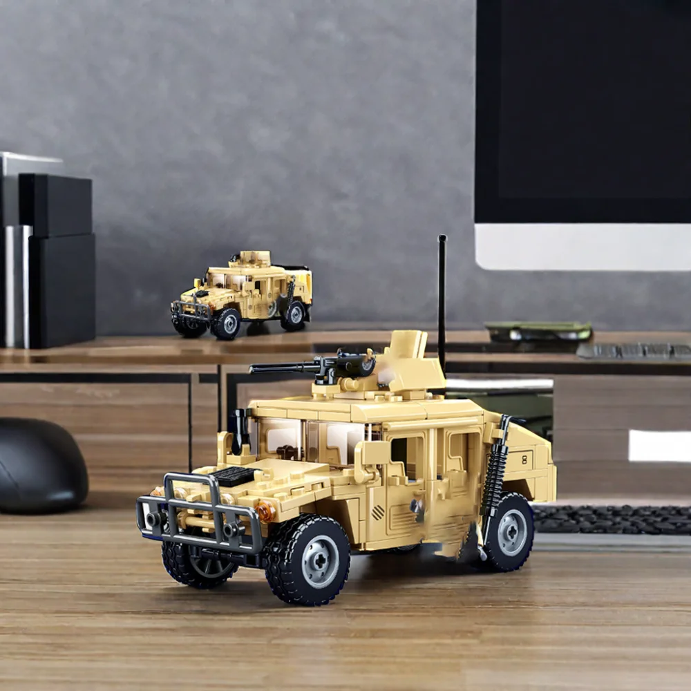 265pcs Modern Military Building Block Toys DIY Assembly Armored Vehicle H2 Gift for Boys Age 6 Scale 1:36 Transportation Theme