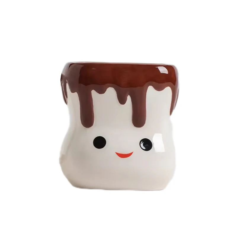 Cute Cartoon Style Ceramic Marshmallow Happy Smile Mug Coffee Cup
