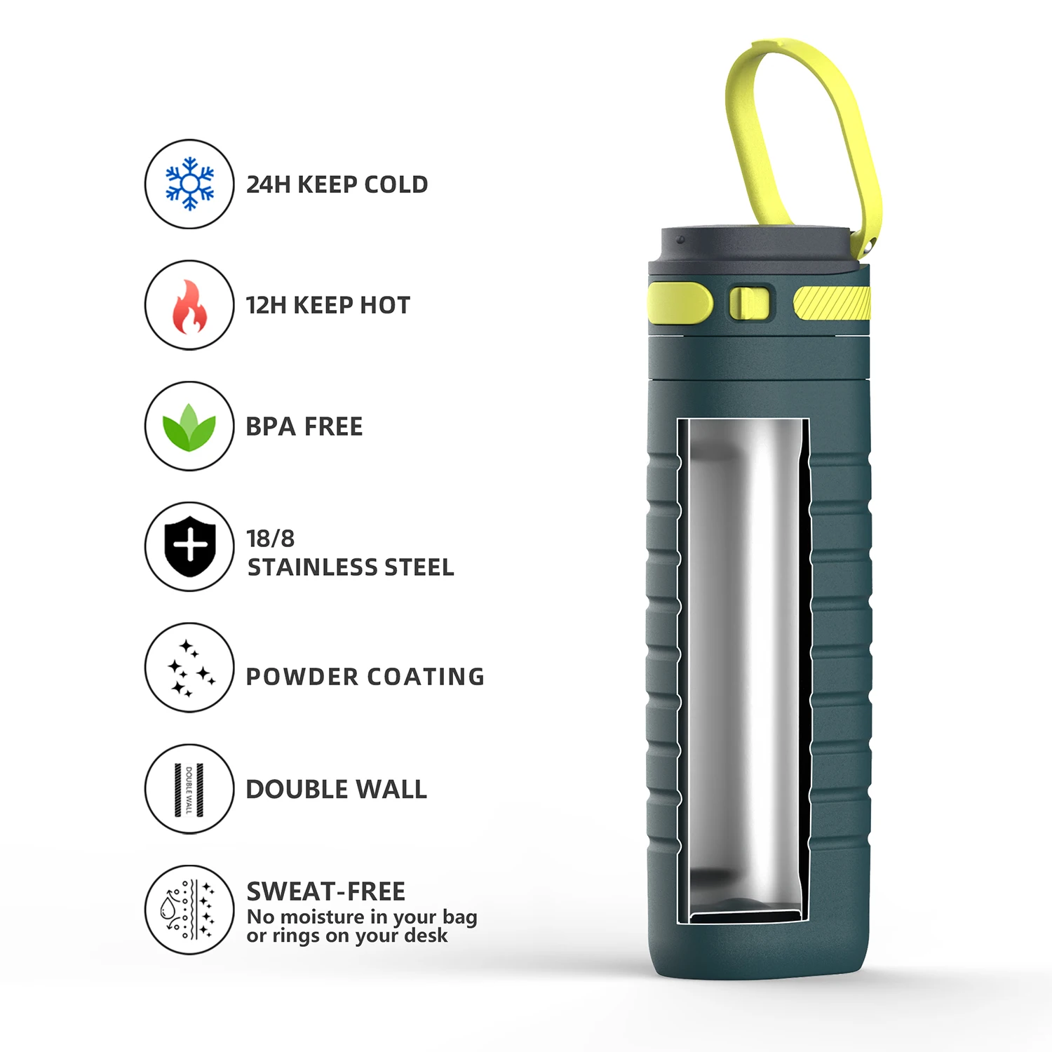 New design One Touch Lid 500ml stainless steel vacuum insulated one touch open tumbler water bottle drink bottle