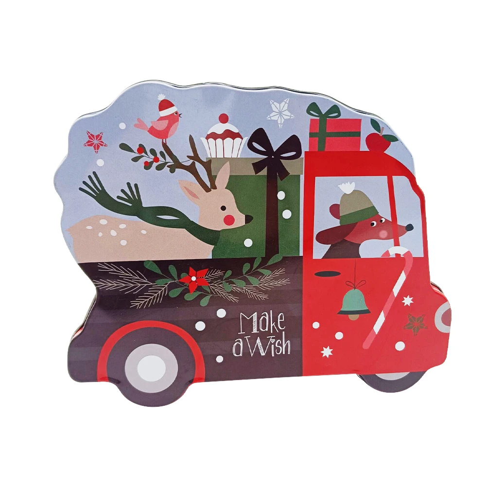 Hot Sales Car Shape Candy  Metal Tin Box Christmas Chocolate  Cookie Packaging Tin Box For Kids